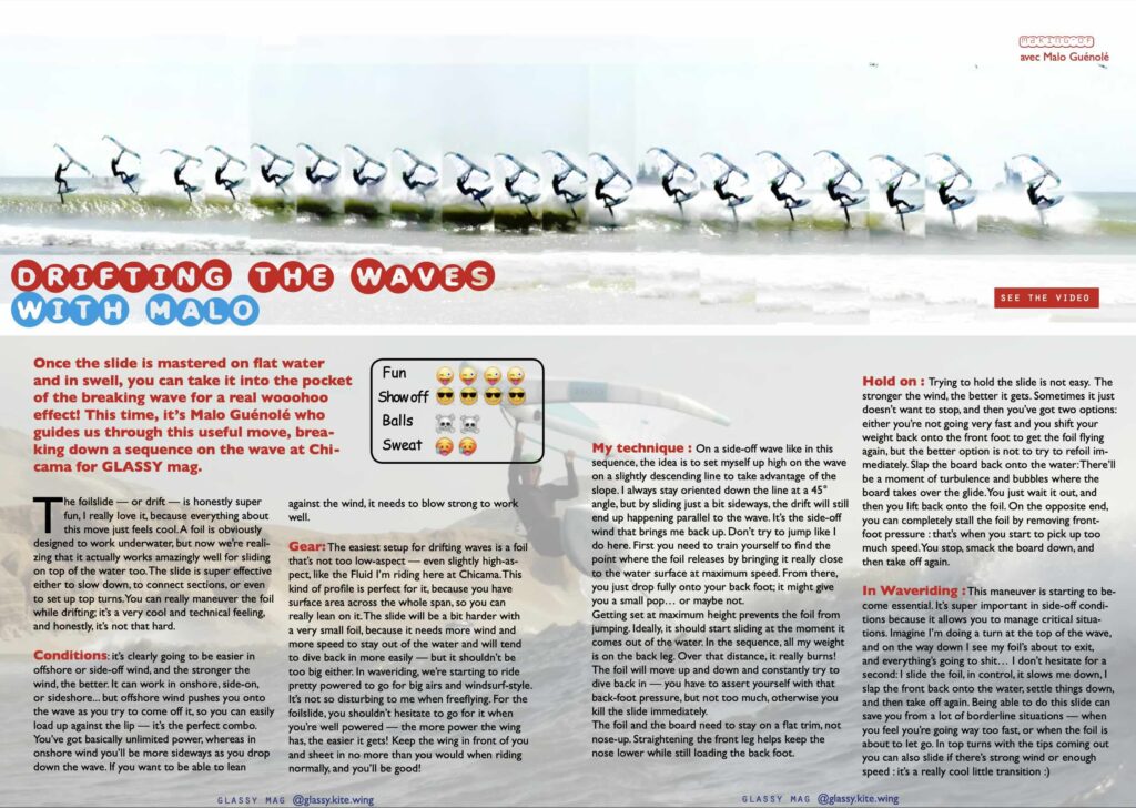 Foil slide drift trick flat wave wingfoil malo guénolé freestyle jump waveriding fun glide